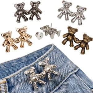 Teddy Bear Waist Buckle Pins Cute Jeans Tighten Adjustable Button 4 Colors